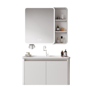 圆弧浴室柜组合蜂窝铝卫浴柜陶瓷圆角防撞一体盆马桶侧边柜洗手盆