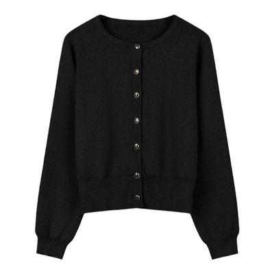 黑色针织衫上衣女显瘦
