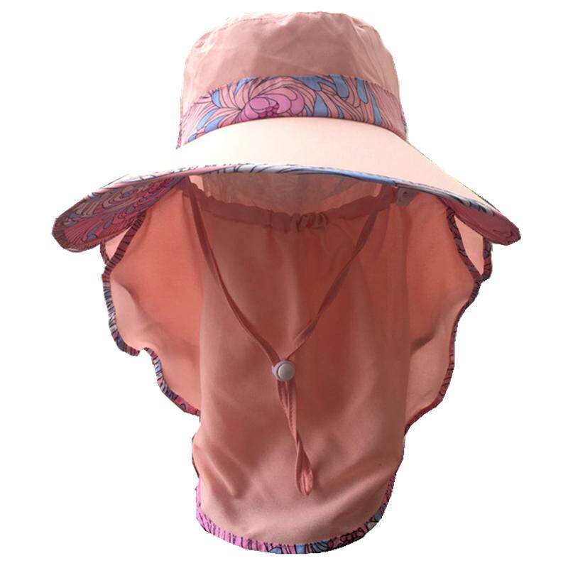 骑车遮阳帽帽子女夏天农活韩版太阳帽百搭脖子防晒面纱遮脸的夏季