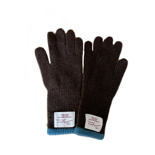 丁走走ins韩系贴布针织手套女秋冬季骑行保暖长款分指手套可触屏