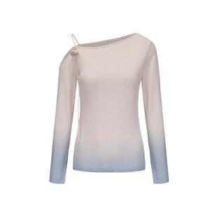 IF BY LAND设计师品牌LOOKNOW秋冬渐变斜肩吊带长袖针织衫