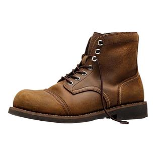 马登头层牛皮8111工装靴美式西部复古皮鞋中帮伞兵靴马丁靴子男