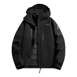 Jeep吉普三合一户外羽绒冲锋衣男女冬季防水防风鹅绒登山夹克外套