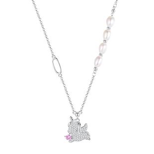 周大生甜心独角兽S925纯银项链女款小众设计感锁骨链生日礼物