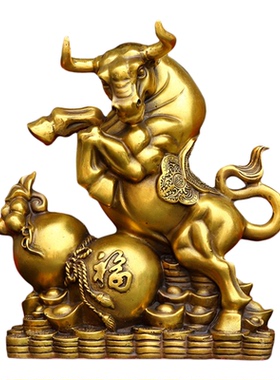 铜牛福字牛牛气冲天如意牛生肖牛聚宝福禄牛工艺装饰摆件铜雕定制