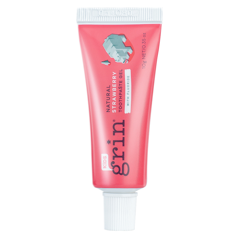 【会员专享】grin含氟防蛀进口儿童牙膏无氟草莓味宝宝旅行装牙膏