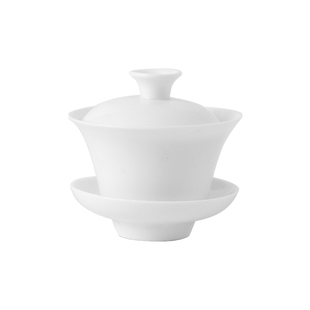 纪森高档骨瓷纯白盖碗茶碗茶具工夫茶杯个人杯茶道高温高骨陶瓷杯