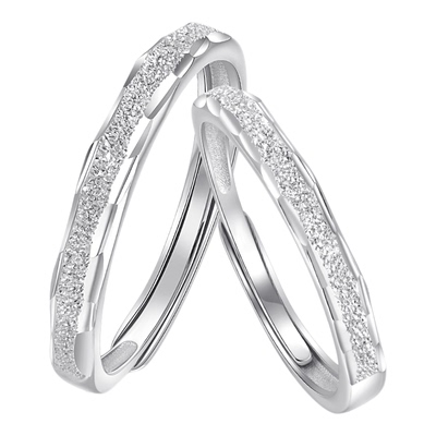 I Do&Co.恋爱频率缠绵S925银情侣对戒小众戒指纪念日礼物送男女友