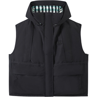 【90鹅绒】商场同款URLAZH有兰2025冬季新款双面穿连帽羽绒马甲女