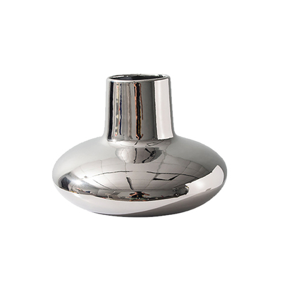 北欧风电镀银色陶瓷花瓶