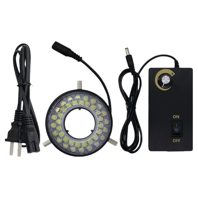 12V 24V可调节亮度显微镜LED环形光源工业相机光源灯金属塑料外壳