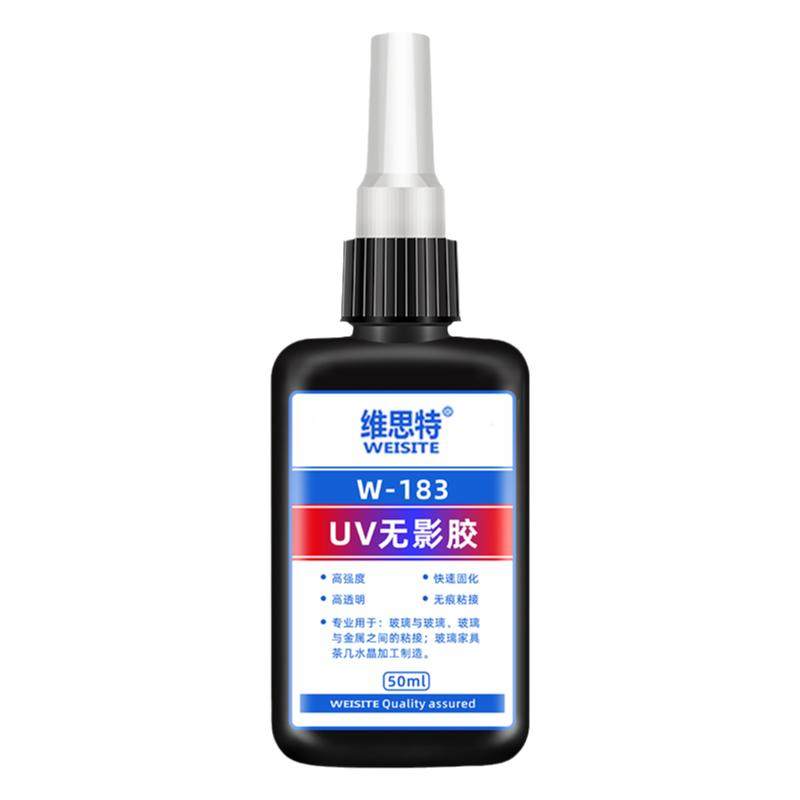 uv无影胶水粘亚克力透明无痕桌子桌台腿水晶专用钢化玻璃茶几鱼缸漏水补漏金属铁强力粘合剂奖杯紫外线固化胶