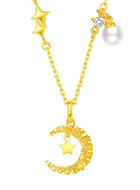 中国黄金出品999足金星月吊坠