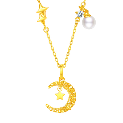中国黄金出品999足金星月吊坠
