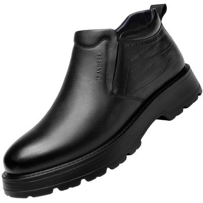 强人3515厚底棉鞋真皮羊毛商务鞋