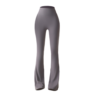 罗烟LOYEN红色微喇瑜伽裤外穿不尴尬高腰提臀运动健身喇叭裤显瘦