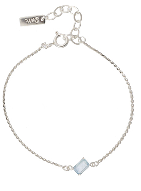 三合一草女纯银海蓝宝原创手链