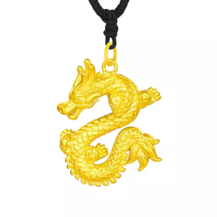 黄金盘龙而上吊坠9999金包银项链男女本命年十二生肖龙柱不褪色