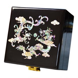 平遥古城推光漆器螺钿贝壳镶嵌首饰盒收纳盒佛珠送女友送朋友礼物
