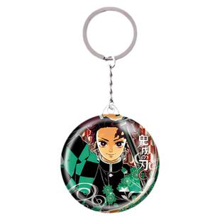 鬼灭之刃 灶门炭治郎 祢豆子 嘴平伊之助周边化妆镜子钥匙扣挂件