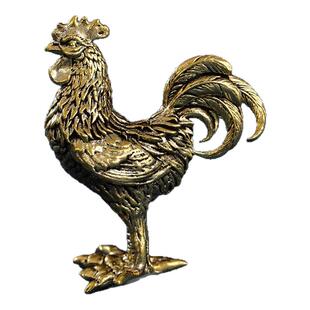 黄铜十二生肖公鸡母鸡小摆件桌面手把件镇宅吉祥物茶道茶宠工艺品