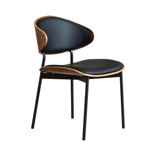 伊姆斯餐椅家用意式极简中古咖啡椅现代简约大师设计真皮餐桌椅子