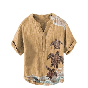 3D animal digital loose V-neck shirt 3D动物数码宽松V领衬衫男