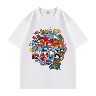 泰国thailand特色文化元素主题旅游户外纯棉夏季短袖T恤衣服半袖