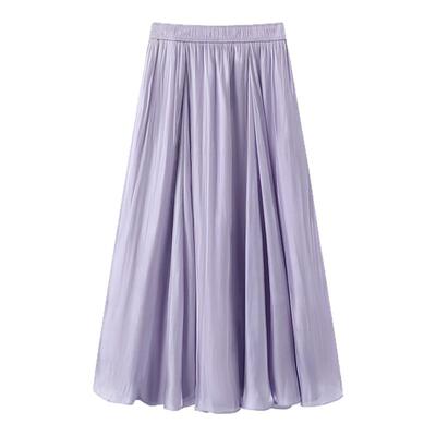 拉夏贝尔/La Chapelle法式浪漫紫色半身裙女春夏新款松紧腰a字裙