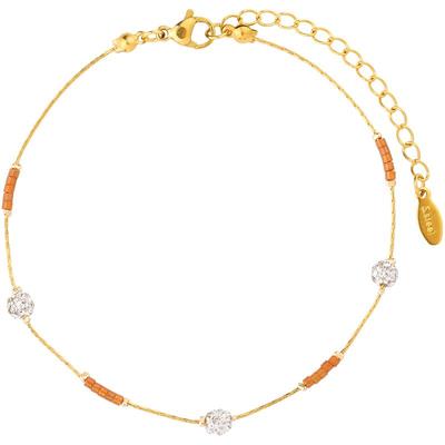 2025夏季新款锆石圆珠脚链女小众彩色串珠拼接设计k金色时尚足链