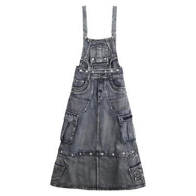 简约治愈美学牛仔背带连衣裙女