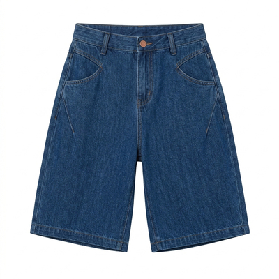 a02莱赛尔深色牛仔短裤女2025新款夏季薄款宽松百搭高腰休闲裤子