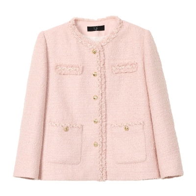 蓝语法式优雅粗花呢小香风羽绒服