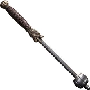 仿古龙头钢锤 单只4斤实心兵器双锤武术训练车载防身应急金瓜袖锤