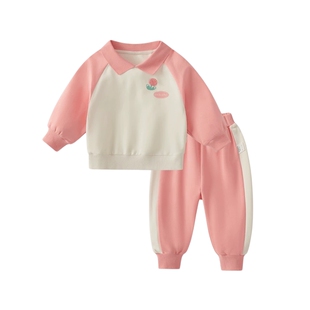 儿童运动套装小女孩休闲宝宝卫衣休闲裤男童翻领上衣春装2026幼童