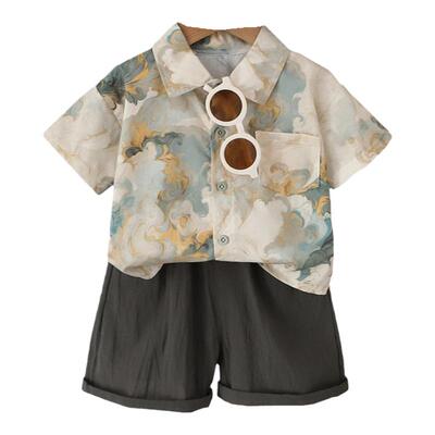婴儿衣服夏季男童帅气衬衫短裤