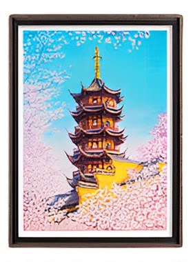 3djp风景手绘插画平面拼图