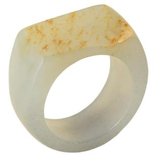 凤飞凰和田玉青白玉素圈戒指男款天然玉石扳指男士节日礼物1415