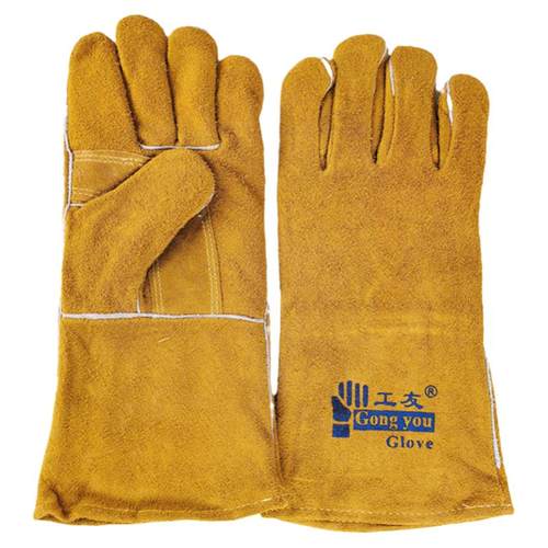 工友隔热加托焊工手套牛皮双层加厚手套船厂电焊手套工友电焊手套