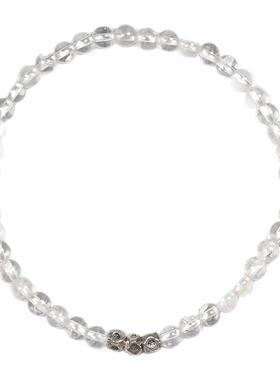 Pohier天然白水晶银珠手链