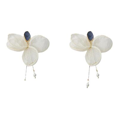 仙气飘飘网纱花朵925银针耳环