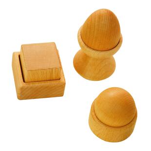 澄芝Purgano三度空间几何组 蒙氏早教益智玩具蛋杯球与杯榉木无漆