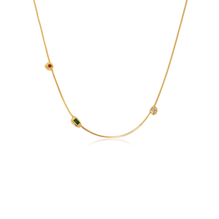 G/S拜占庭 法式复古vintage红绿宝石锁骨链轻奢小众叠戴项链女