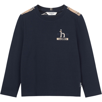 hazzys哈吉斯童装男童圆领衫2026春新中大童时尚简约长袖T恤
