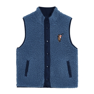 POLOWALK童装儿童马甲冬季2025新款男童女童立领毛绒马夹外套背心