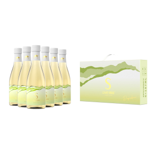 新疆沙地酒庄半甜白葡萄酒187ml*6瓶礼盒装 晚安微醺红酒