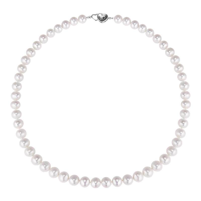 欧诗漫珠宝淡水珍珠项链近圆形爱心扣节日礼物送妈妈老婆颈链守护