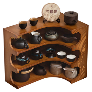 桌面杯架茶桌置物架新中式博古架桌上紫砂壶多层茶具摆放架子实木