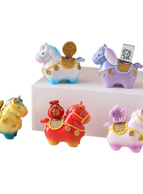 洛阳唐三彩小胖马摆件马年伴手礼