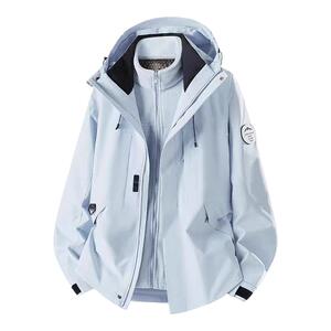 NASA蓝色冲锋衣外套女三合一登山服2026新款防风防水徒步上衣定制